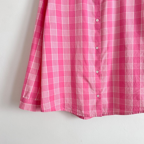 Caron Callahan alice shirt cotton blouse pink plaid pant la garconne O/S S M L - Picture 4 of 7